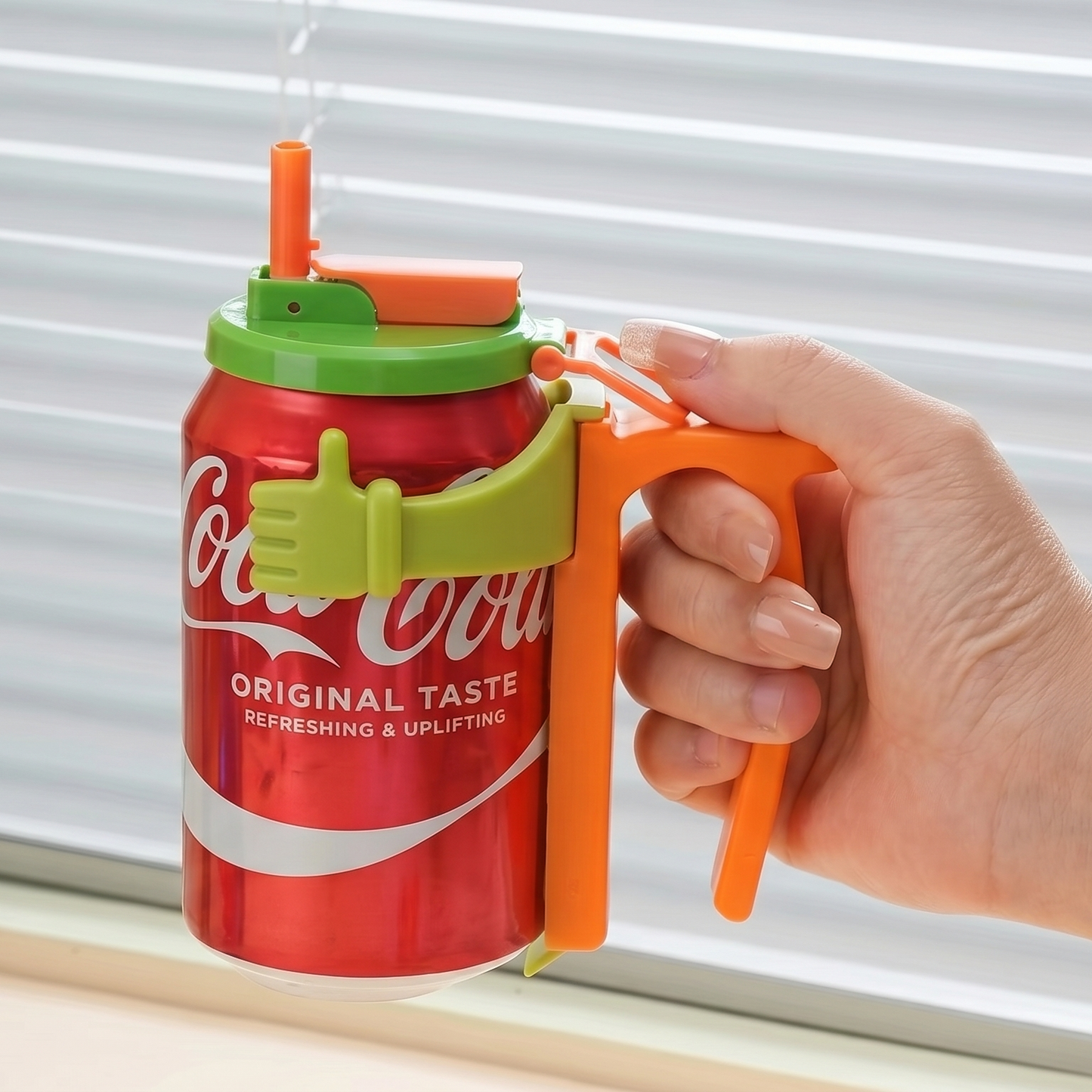 GRIPSIP™ Can Handle & Lid Set — Snap-On Grip with Spill-Proof Straw Cover